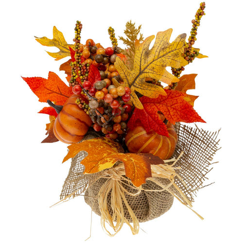 Fall Leaves & Berries Bouquet ~ 10 DIA x 9 3/4 H,