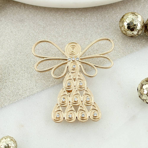 Gold & Crystal Christmas Angel Pin/Pendant