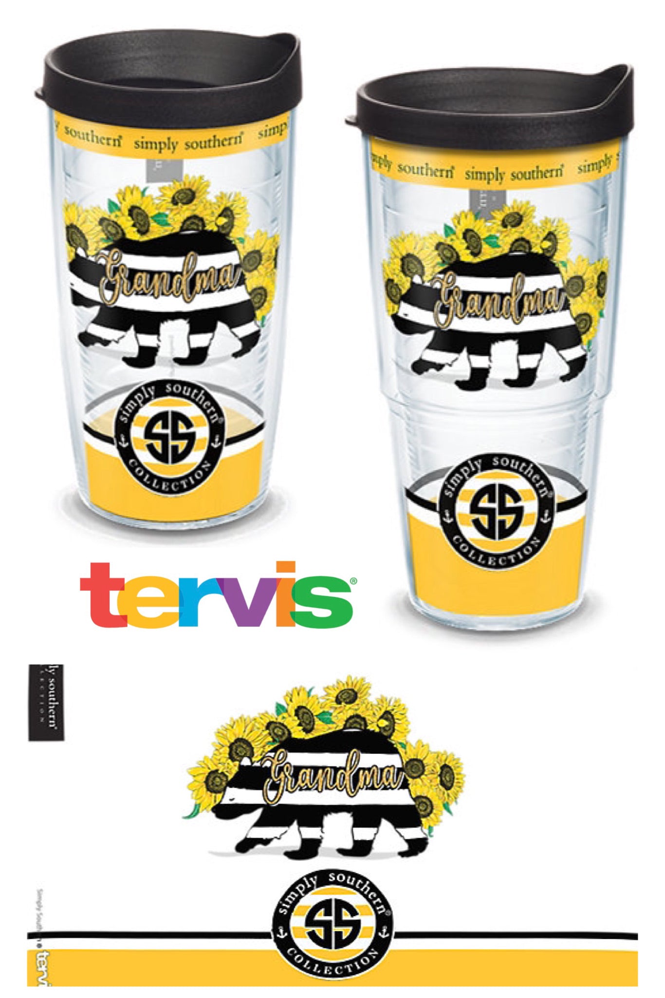 Simply Southern - Grandma Bear Sunflower Plastic Tumblers by Tervis