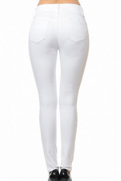 Kari ~ White High-Rise Push-Up Super Comfy 3 Button Skinny  WAX Jean