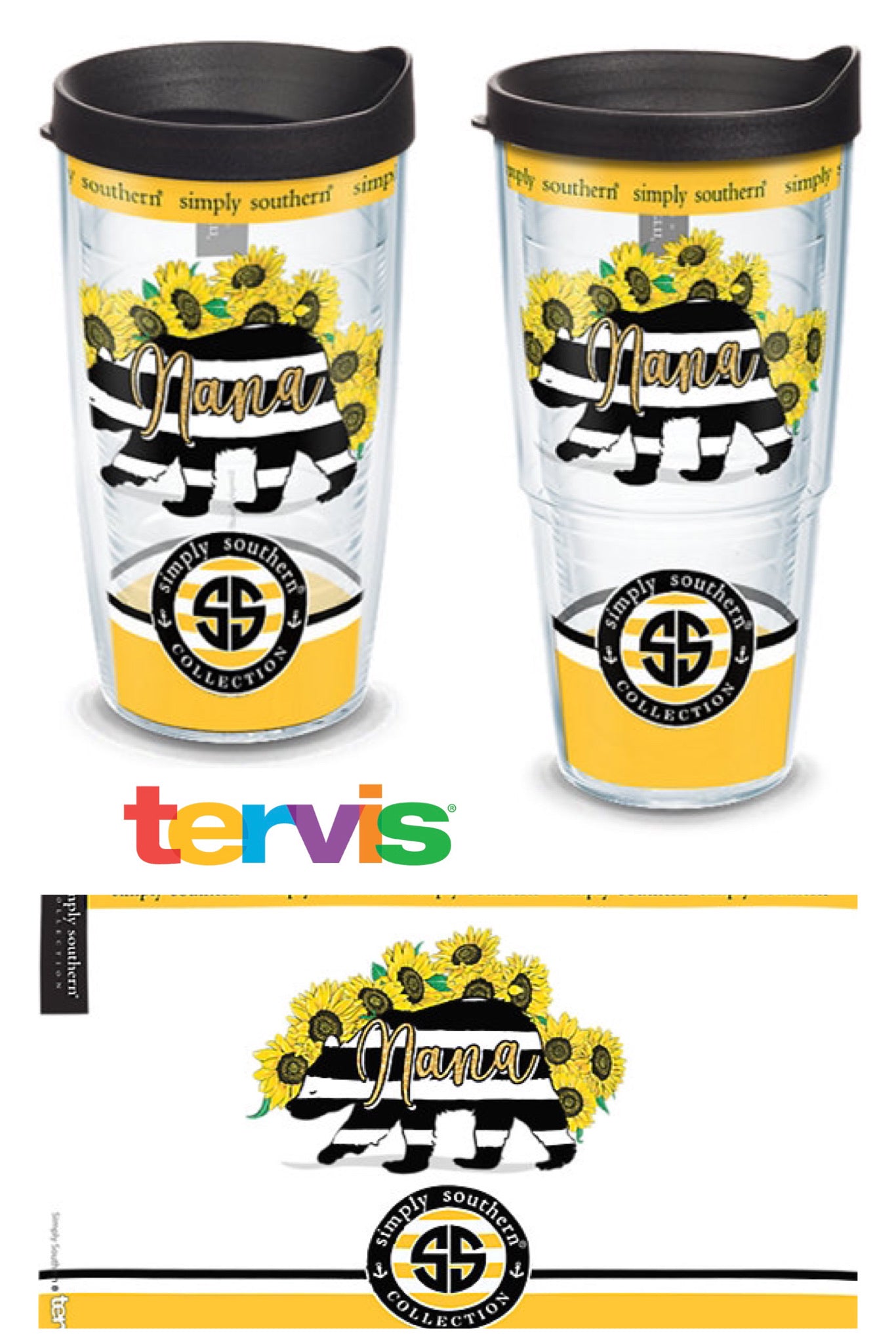 Simply Southern - Nana Bear Sunflower Plastic Tumblers by Tervis
