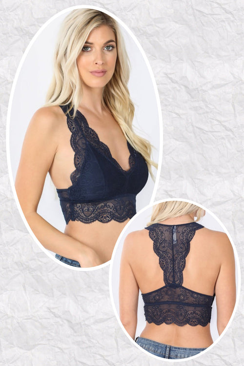 Julia ~ Blue Mint Scalloped Lace Bralette