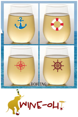 SET SAIL – 4 pack Shatterproof Designer Wine Glasses – Small Town Trendz