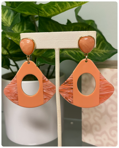 Jylan Acrylic Dangle Earrings~Coral