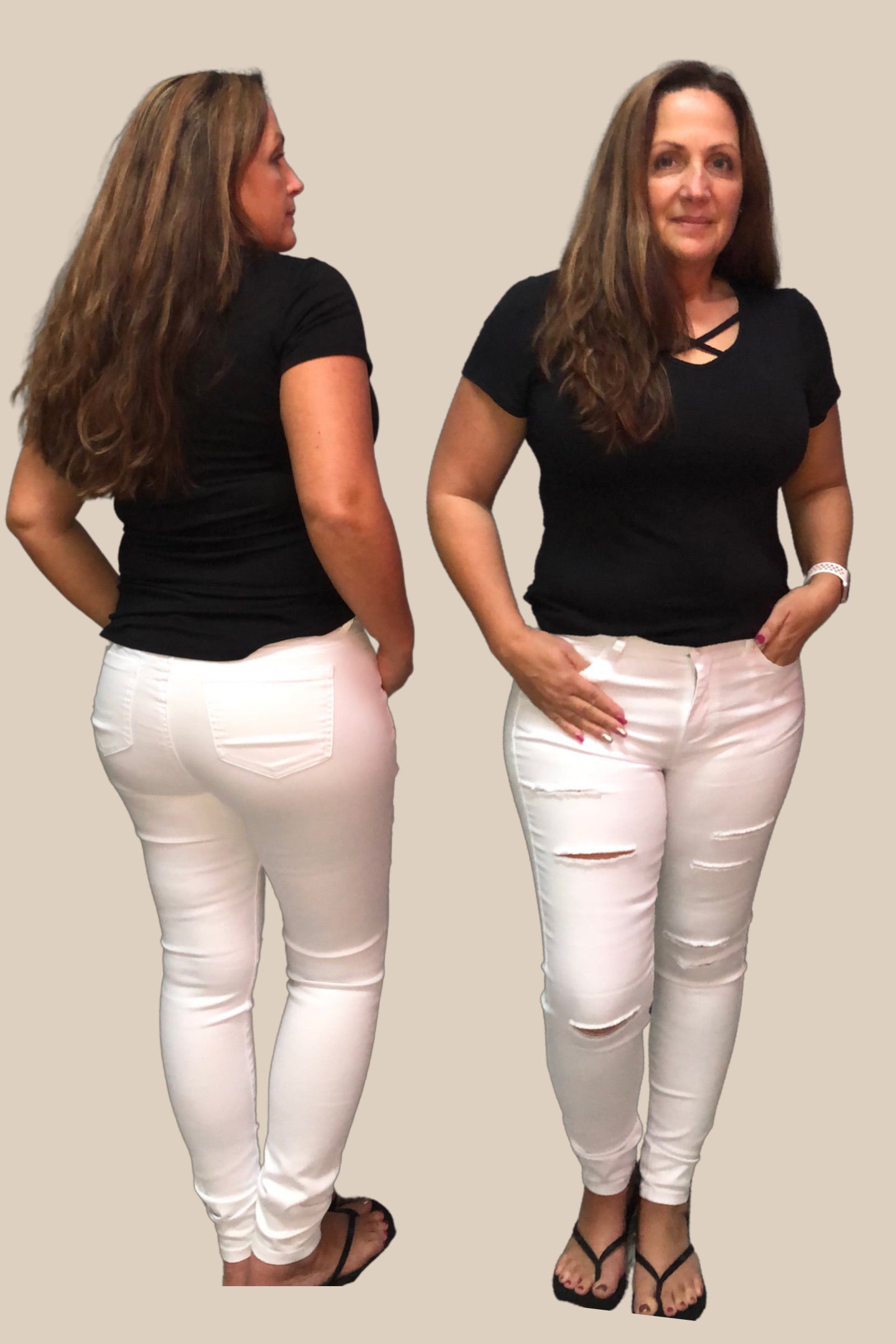 Sirena High-Rise White Ripped Skinny WAX Jeans