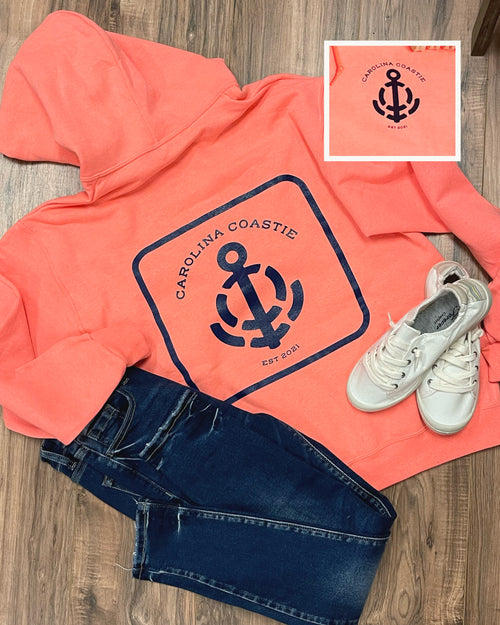 “Logo” Retro Heather Coral Sweatshirt by Carolina Coastie