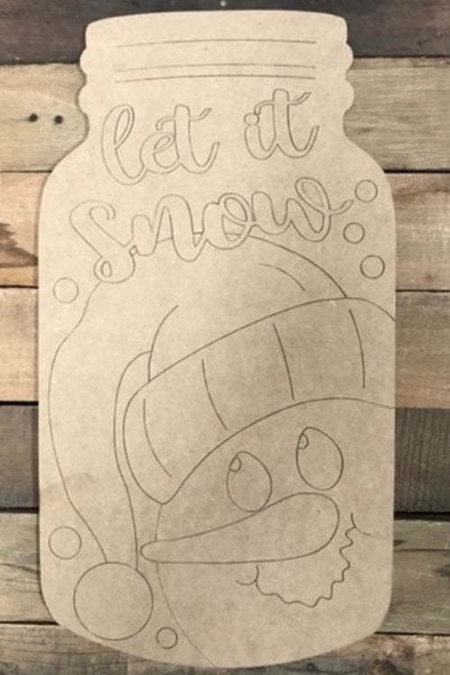 "Snowman in Mason Jar" Wooden Door Hanger ~ Paint Yourself