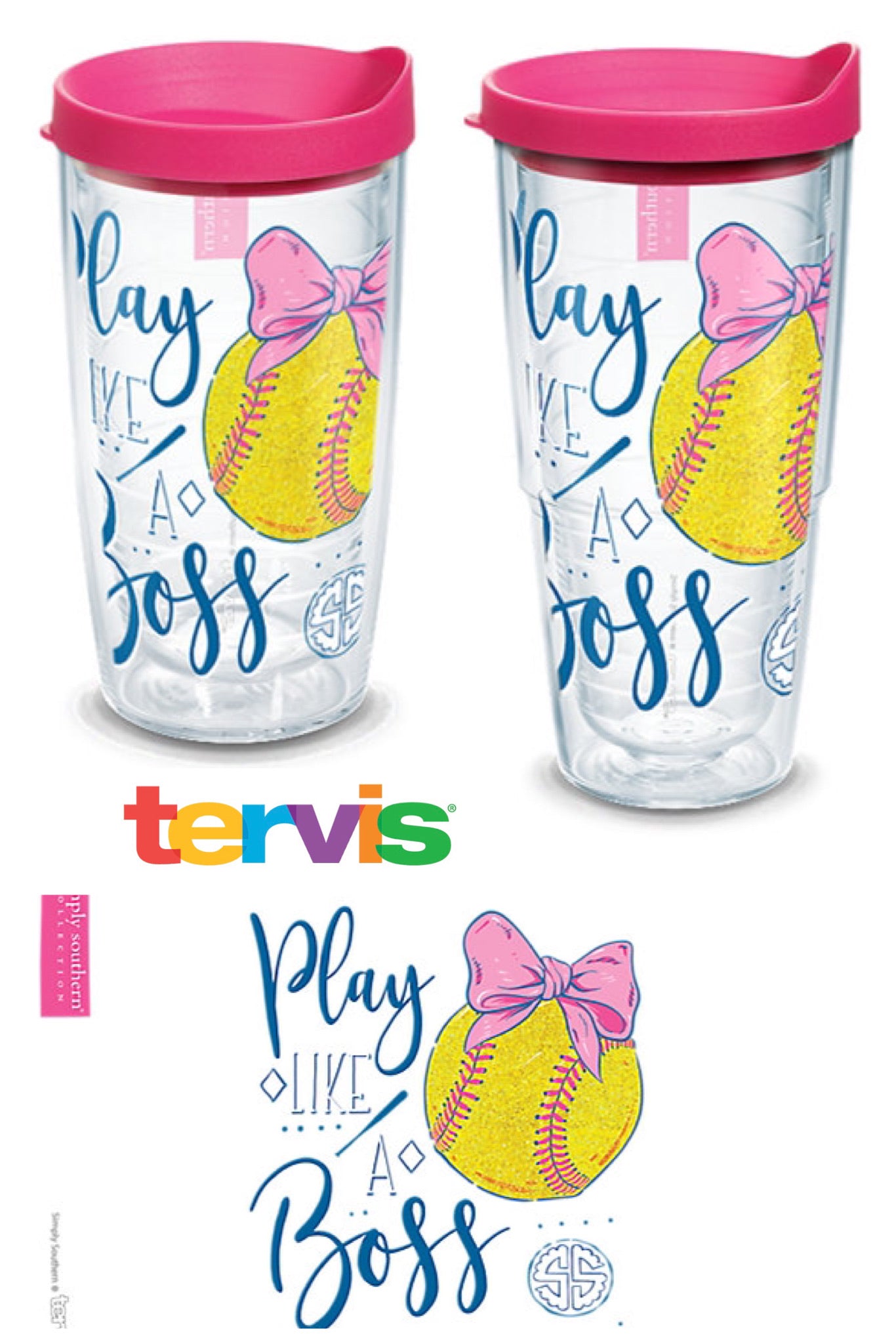 Simply Southern - Play Like a Boss Softball Plastic Tumblers by Tervis