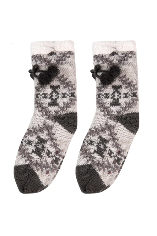 Sherpa Lined Camper Socks by Simply Southern ~ Gray Aztec